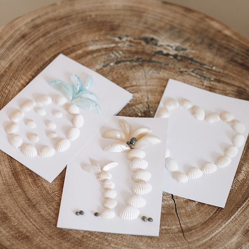 Handmade Shell Art Postcards – Set of 3, Choose Your Design