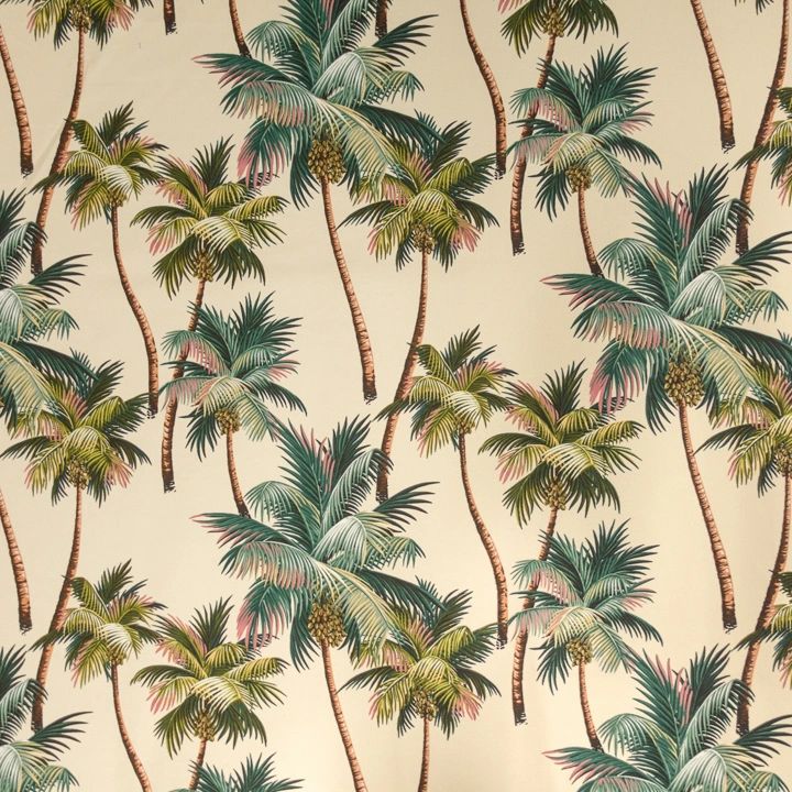 Tropical Hawaiian 100% Cotton Barkcloth Fabric VALANCE ~Plumeria Palm~ 
