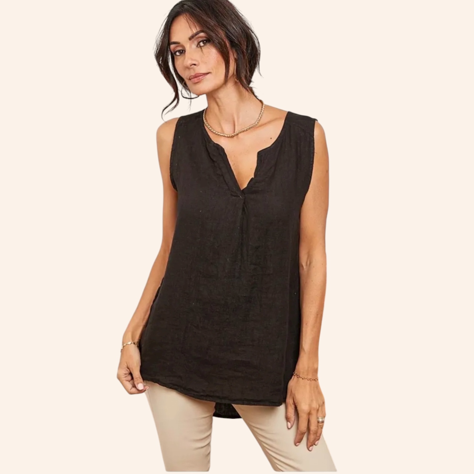 Italian linen tank top in 2 sizes - Tres Noosa